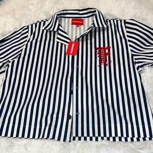 4HUNNID - HAVANA STRIPES BUTTON UP (BLUE)